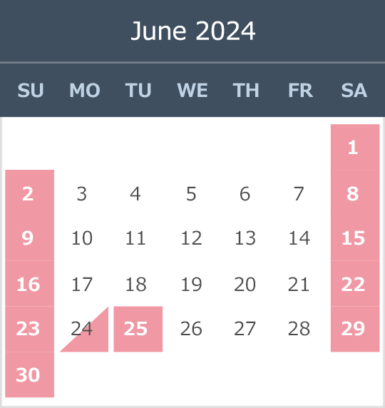 June 2024 opening calendar